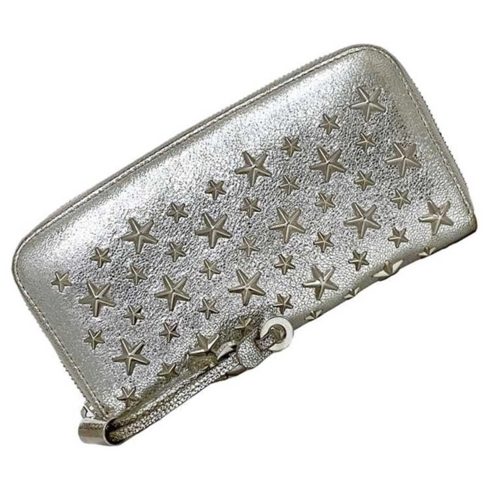 JIMMY CHOO SILVER STAR STUDDED WALLET WRISTLET